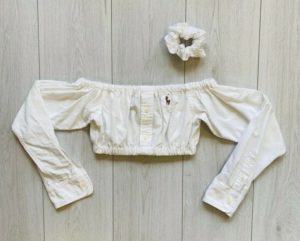 Vintage Abs Fashion Blog Mode Tendance Trend Summer Ete 2020 Reworked Bardot Elastic Top Scrunchie White