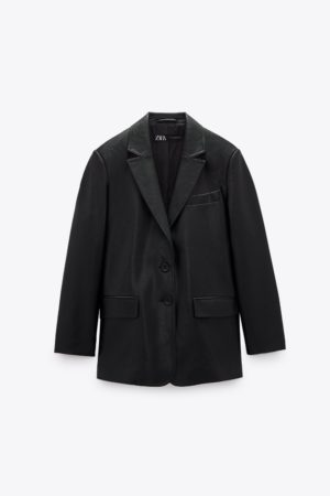 Zara Veste Blazer Cuir Noir Junesixtyfive Tendance Dore Or Fashion Blog Mode